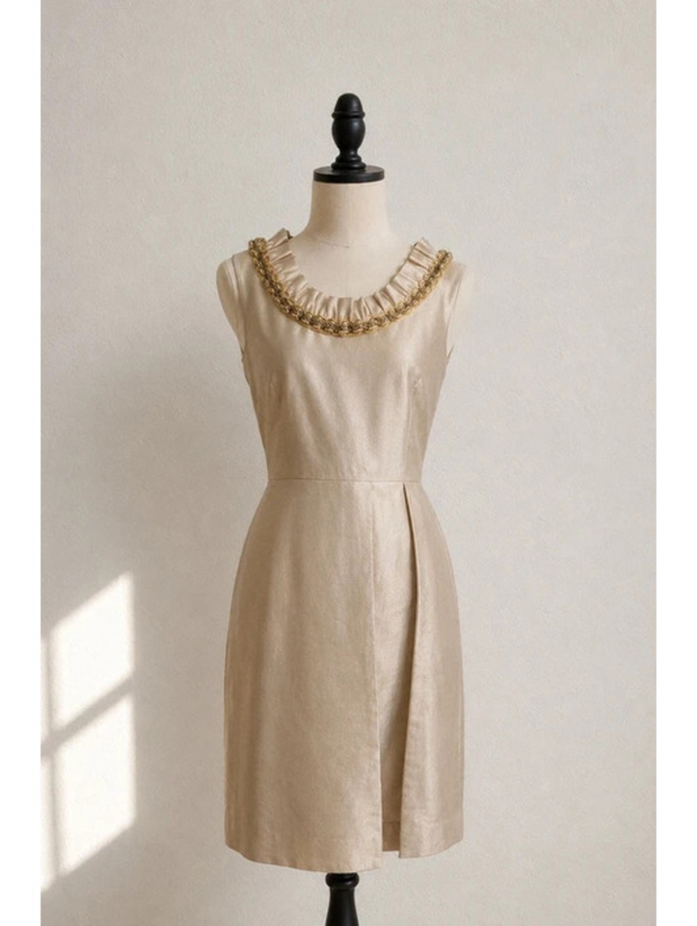 Kate Spade New York Dyan Silk Blend Dress Size 12 Crystal Embellished Champagne